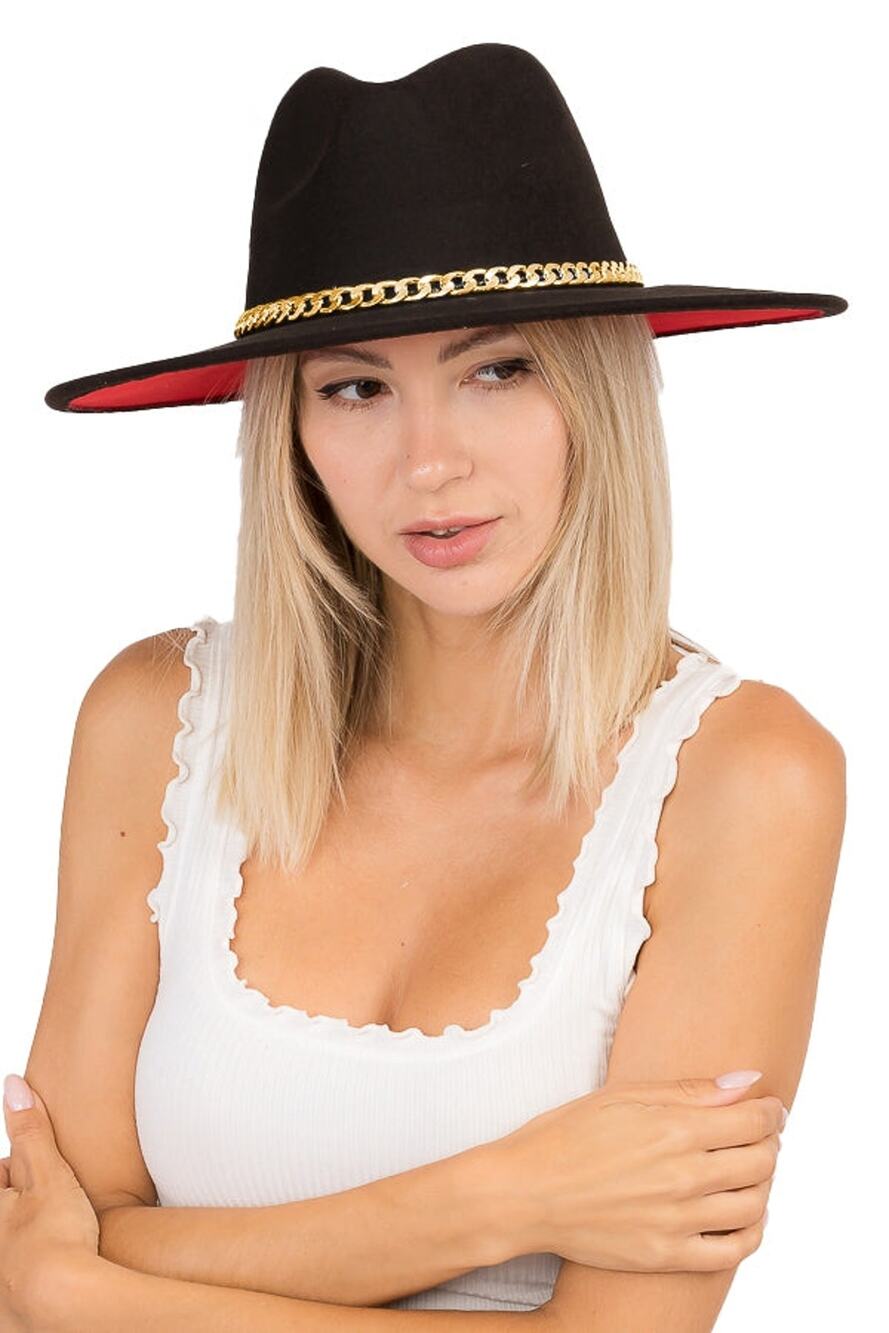 "Eve" Red Brim Fedora Hat